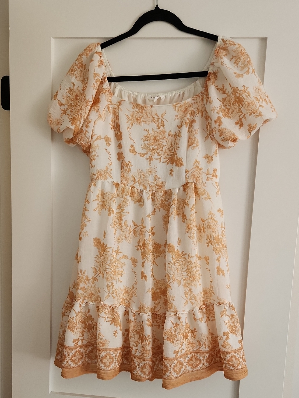 Blu Pepper White Dress with Tan Floral Print